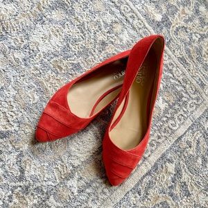 Cherry Red Suede Franco Sarto Ballet Flats Size 8